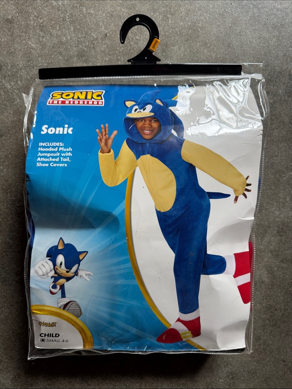 Spirit Sonic Plush Hooded Jumpsuit Costume - Blue & Tan